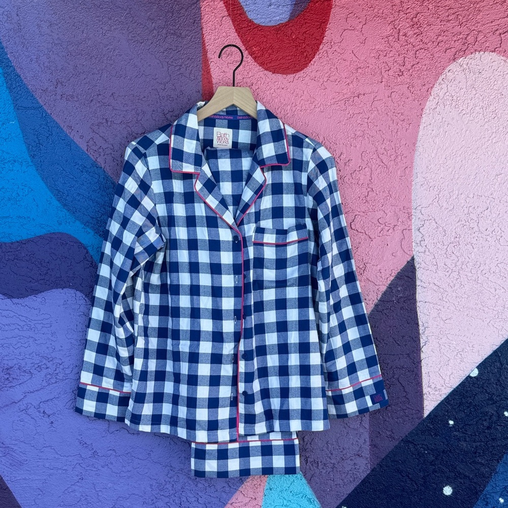 Bath & Body Works Blue and White Checkered Shirt